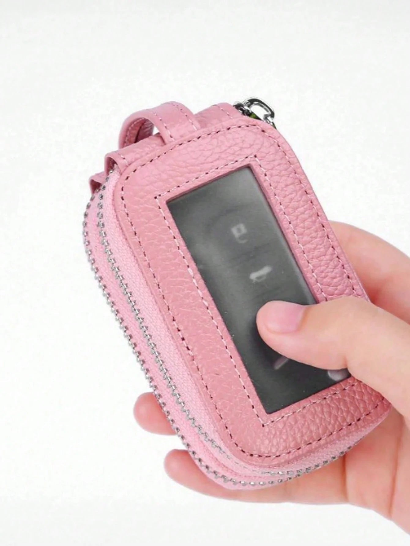 1pc Portable Fashionable Pu Car Key Bag Large Capacity Key Case Double Layer Waist Hanging Universal Zipper Key Bag For Men And Women Key Bag With Key Ring And Key Chain Bag Christmas Gifts Gift Thank