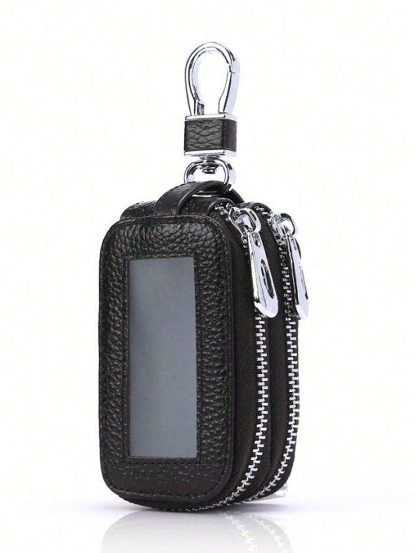 1pc Portable Fashionable Pu Car Key Bag Large Capacity Key Case Double Layer Waist Hanging Universal Zipper Key Bag For Men And Women Key Bag With Key Ring And Key Chain Bag Christmas Gifts Gift Thank
