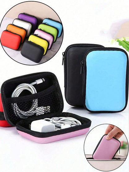 1pc Portable Mini Storage Bag, Phone Charger Data Cable Organizer, Zipper Storage Box Wallet, USB Charger Earphone Organizer Bag