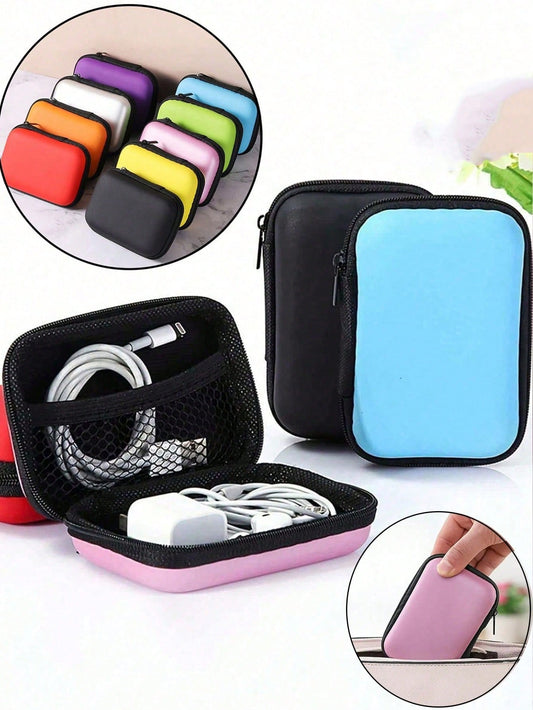 1pc Portable Mini Storage Bag, Phone Charger Data Cable Organizer, Zipper Storage Box Wallet, USB Charger Earphone Organizer Bag