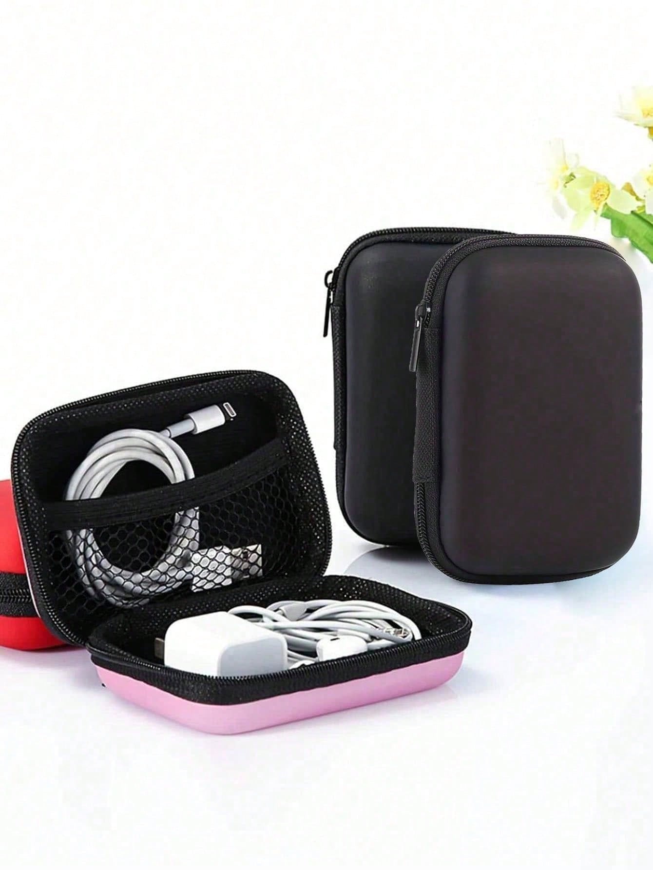1pc Portable Mini Storage Bag, Phone Charger Data Cable Organizer, Zipper Storage Box Wallet, USB Charger Earphone Organizer Bag