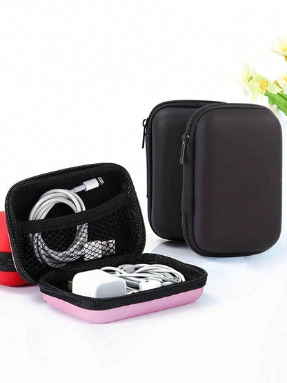 1pc Portable Mini Storage Bag, Phone Charger Data Cable Organizer, Zipper Storage Box Wallet, USB Charger Earphone Organizer Bag