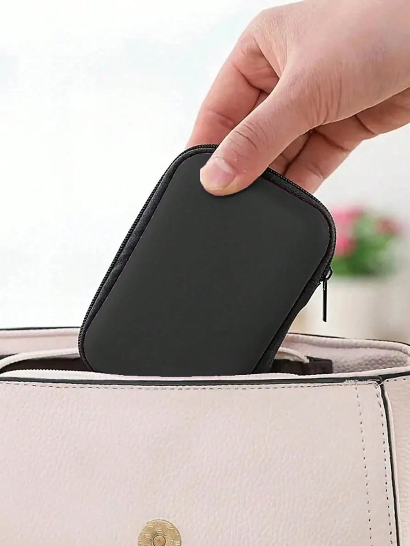 1pc Portable Mini Storage Bag, Phone Charger Data Cable Organizer, Zipper Storage Box Wallet, USB Charger Earphone Organizer Bag
