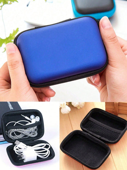 1pc Portable Mini Storage Bag, Phone Charger Data Cable Organizer, Zipper Storage Box Wallet, USB Charger Earphone Organizer Bag