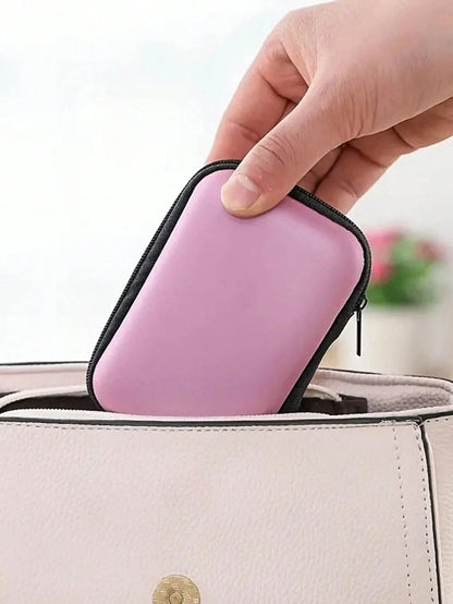 1pc Portable Mini Storage Bag, Phone Charger Data Cable Organizer, Zipper Storage Box Wallet, USB Charger Earphone Organizer Bag
