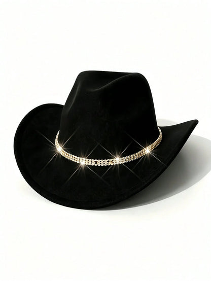 1PC Premium Shiny Rhinestone Detachable Hat Chain, DIY Hat Accessory For Fedoras, Felt Hats & Daily Hats, Ideal For Parties And Gatherings