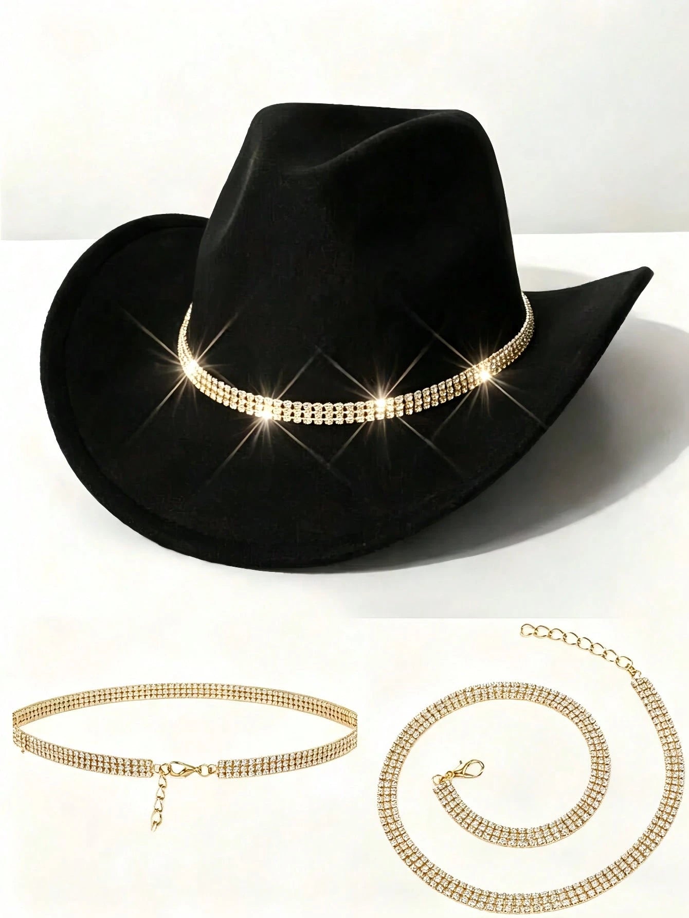 1PC Premium Shiny Rhinestone Detachable Hat Chain, DIY Hat Accessory For Fedoras, Felt Hats & Daily Hats, Ideal For Parties And Gatherings