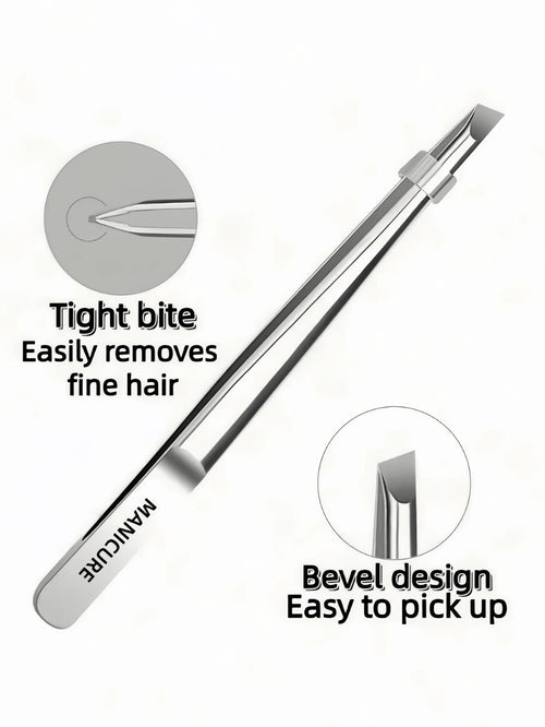 1pc Premium Stainless Steel Eyebrow Tweezers, Ingrown Hair Removal Tweezers, Precision Slanted Tip Eyebrow Tweezers, Facial Care Tool