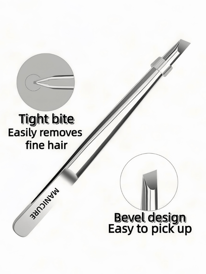 1pc Premium Stainless Steel Eyebrow Tweezers, Ingrown Hair Removal Tweezers, Precision Slanted Tip Eyebrow Tweezers, Facial Care Tool