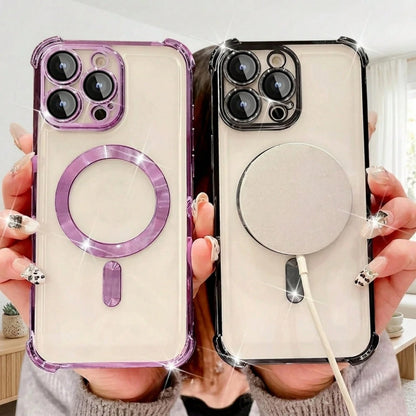 1PC Purple Compatible With Wireless Charging,Clear Cute Phone Case Soft TPU Slim Cover Shockproof,Four Corner Airbag Anti Fall,Compatible With IPhone 17e/17pro/17promax/Apple Air/17/16pro/16promax/1