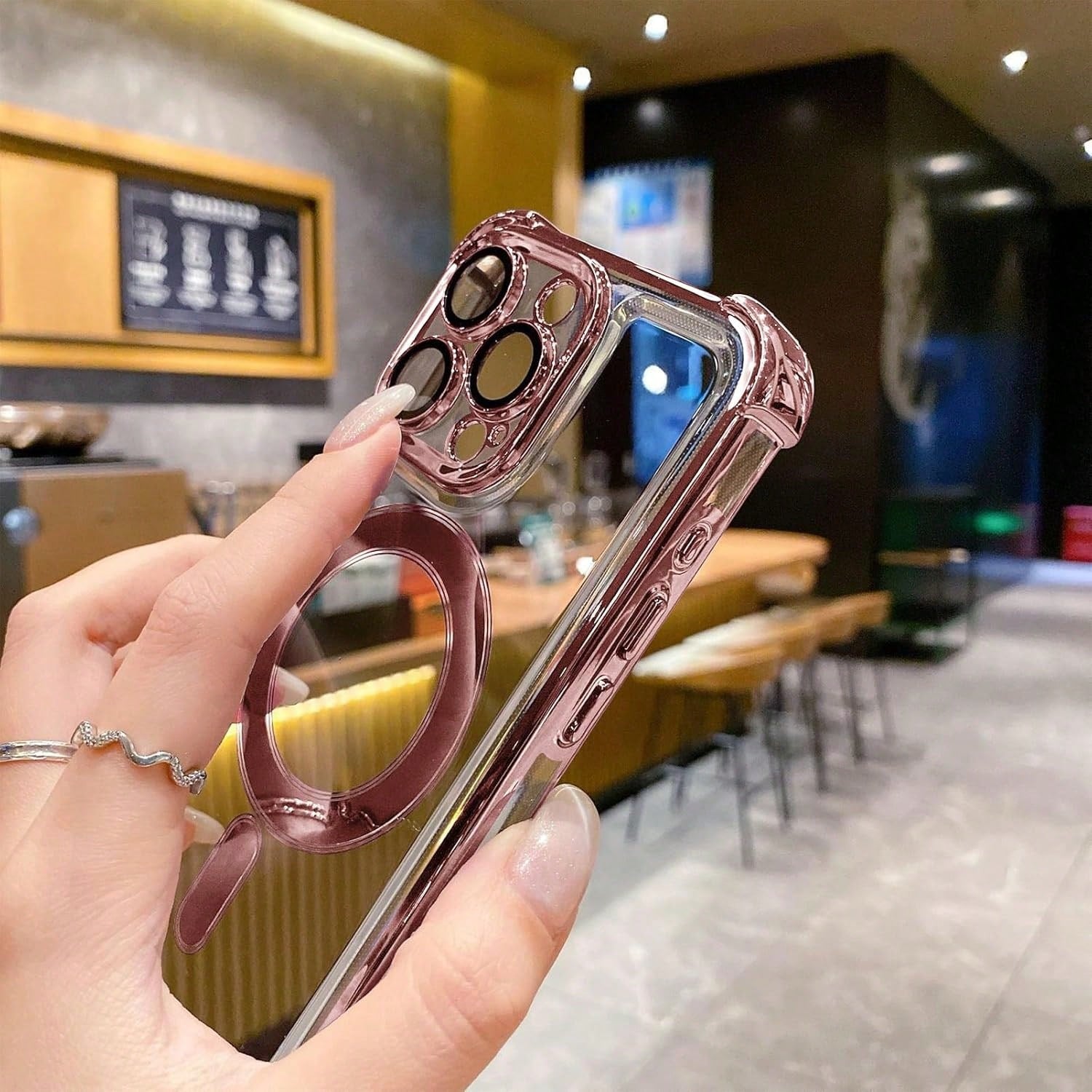 1PC Purple Compatible With Wireless Charging,Clear Cute Phone Case Soft TPU Slim Cover Shockproof,Four Corner Airbag Anti Fall,Compatible With IPhone 17e/17pro/17promax/Apple Air/17/16pro/16promax/1