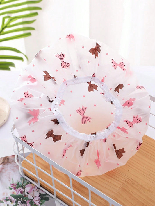 1pc Random Color EVA Flower Edge Shower Cap Bathroom Decor Fall Decor Back To School