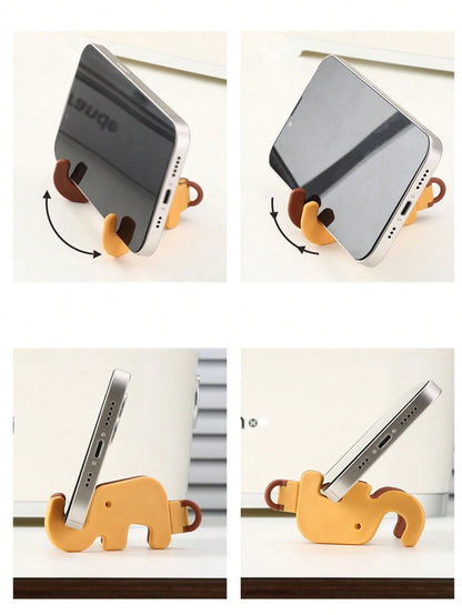 1pc Random Color Portable Elephant Shaped Phone Holder, Creative Desktop Foldable Slouchy Phone Stand, Mini Mobile Phone Bracket Compatible With IPhone, Android Phone, Gift For Birthday, Family, Frien
