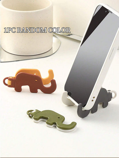 1pc Random Color Portable Elephant Shaped Phone Holder, Creative Desktop Foldable Slouchy Phone Stand, Mini Mobile Phone Bracket Compatible With IPhone, Android Phone, Gift For Birthday, Family, Frien