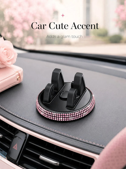 1pc Rhinestone Car Phone Holder, Cute Women's Horizontal/Vertical Screen Center Console Navigation Support Stand