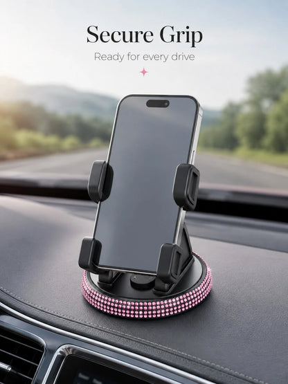 1pc Rhinestone Car Phone Holder, Cute Women's Horizontal/Vertical Screen Center Console Navigation Support Stand