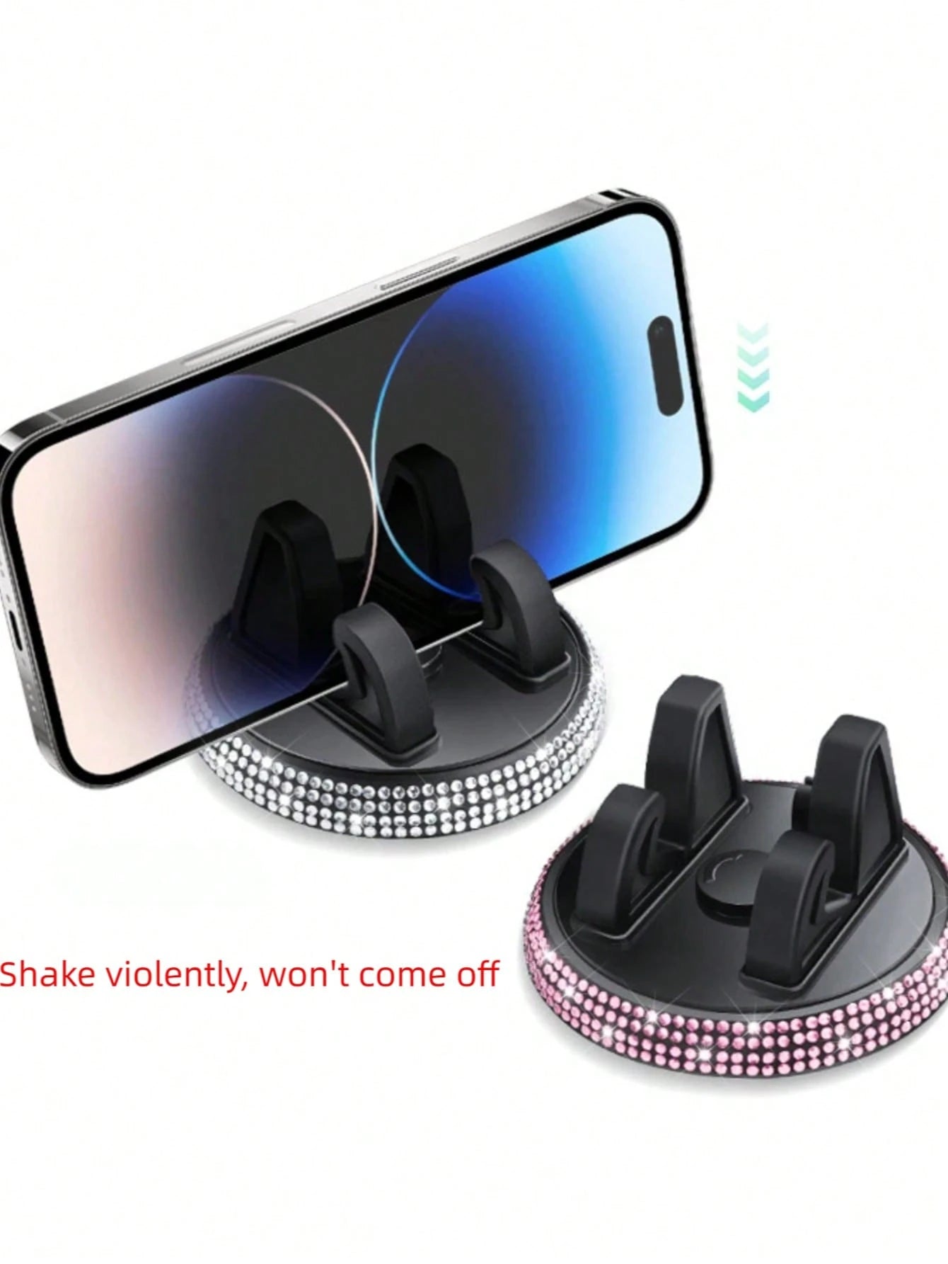 1pc Rhinestone Car Phone Holder, Cute Women's Horizontal/Vertical Screen Center Console Navigation Support Stand