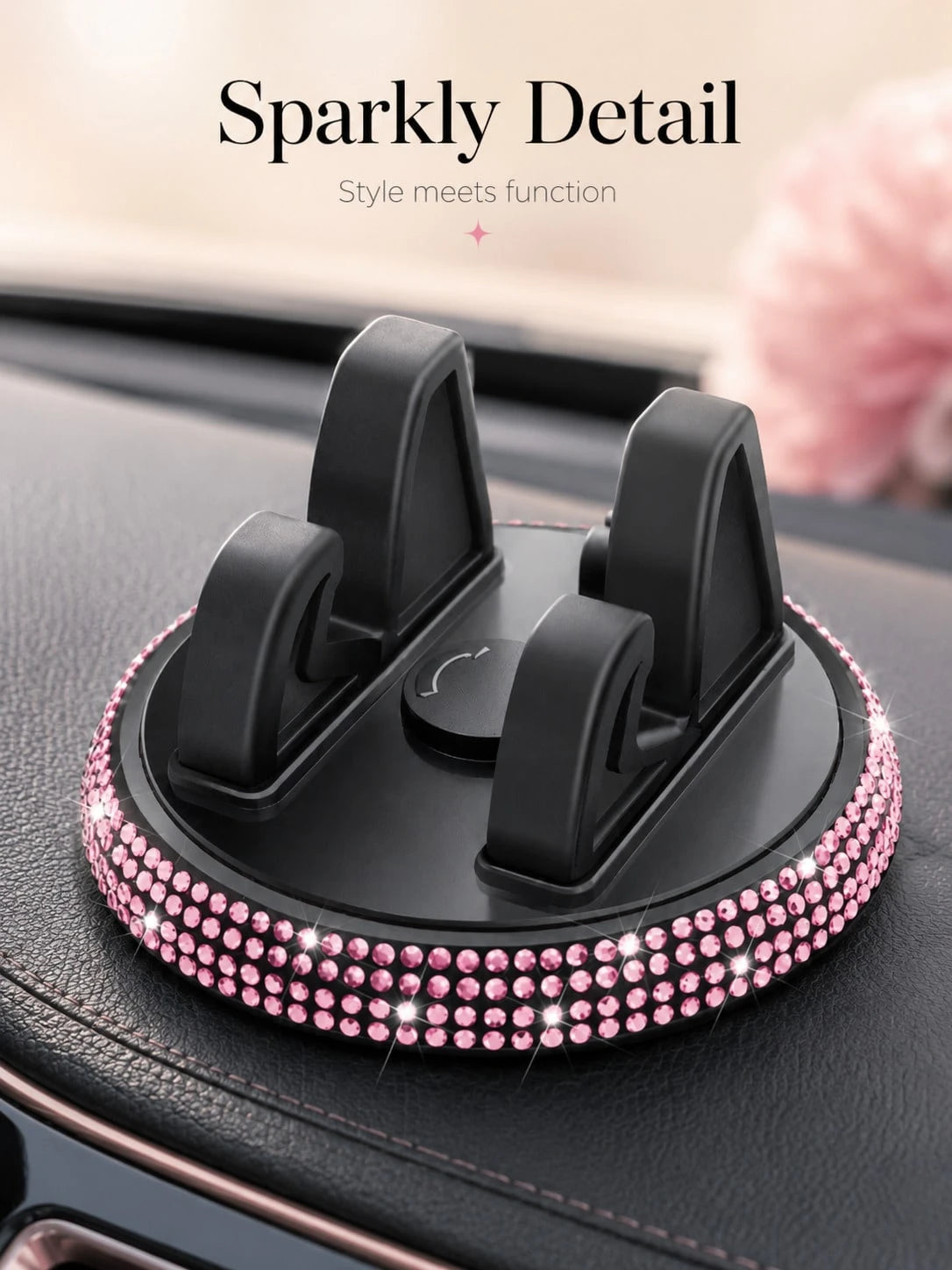 1pc Rhinestone Car Phone Holder, Cute Women's Horizontal/Vertical Screen Center Console Navigation Support Stand