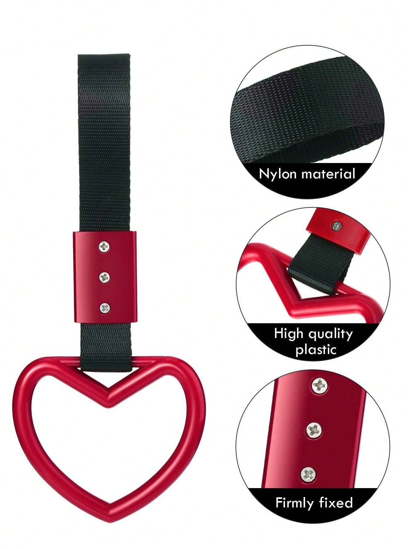 1Pc Rings Heart Shaped Car Handle Straps Drift Charm Rear Bumper Warning Ring Decor Subway Bus Broken Heart Handle For Car Interior