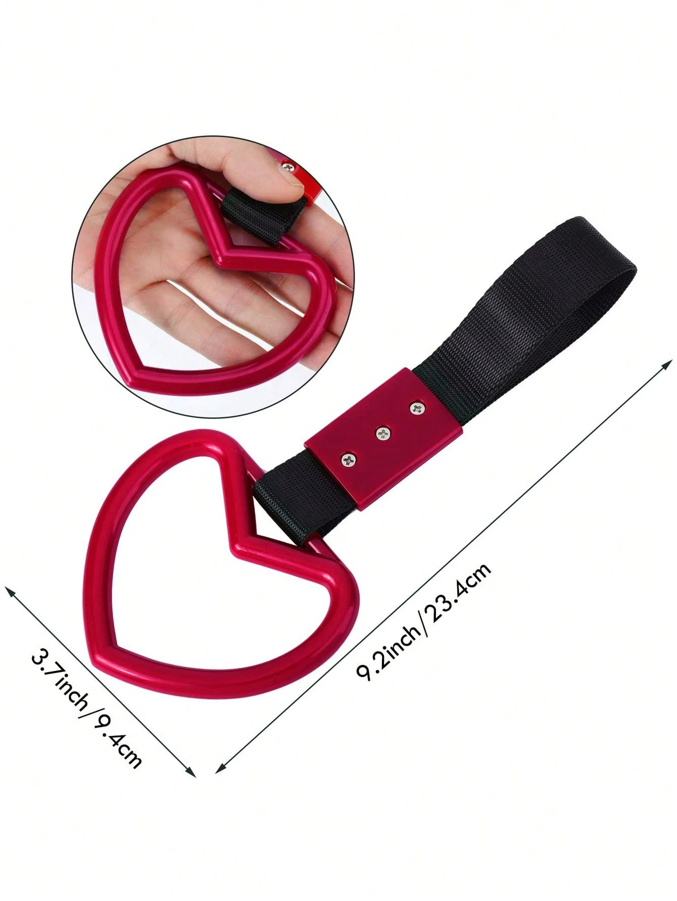 1Pc Rings Heart Shaped Car Handle Straps Drift Charm Rear Bumper Warning Ring Decor Subway Bus Broken Heart Handle For Car Interior