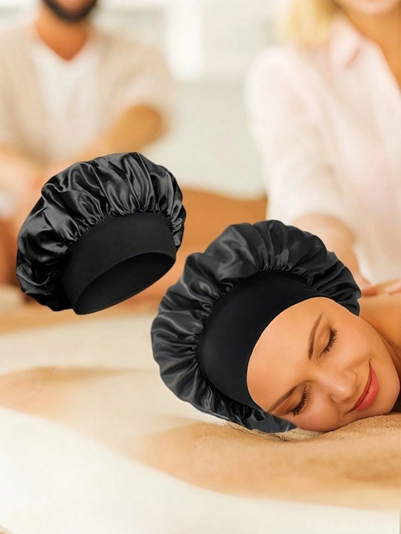 1pc Satin Sleeping Cap, Adjustable Sleeping Cap, Ladies And Gentlemen Satin Sleeping Cap, Comfortable To Wrap Hair While Sleeping, Soft Hat Home Bathroom Decor Summer