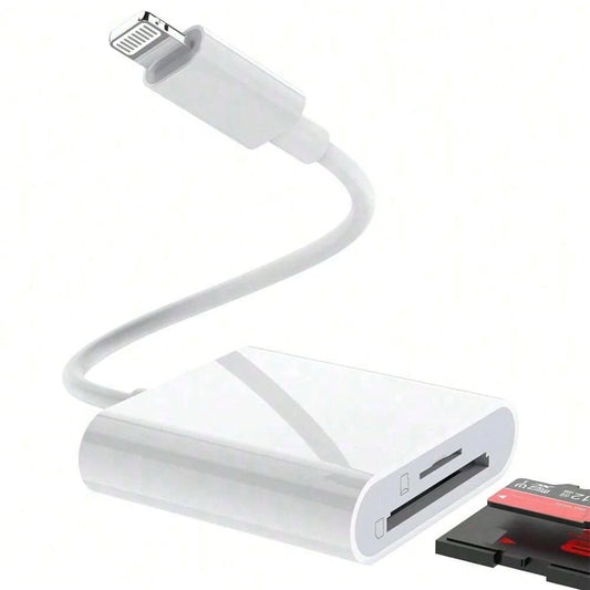 1pc SD Card Reader Adapter Compatible With IPhone/Compatible With/Camera, Dual Slot SD TF Storage Card Reader, Tracking Camera Viewer, Portable Micro SD Card Reader Plug And Play Compatible With IPho