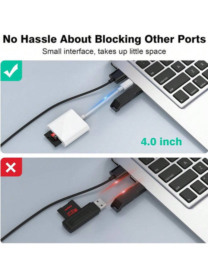 1pc SD Card Reader Adapter Compatible With IPhone/Compatible With/Camera, Dual Slot SD TF Storage Card Reader, Tracking Camera Viewer, Portable Micro SD Card Reader Plug And Play Compatible With IPho