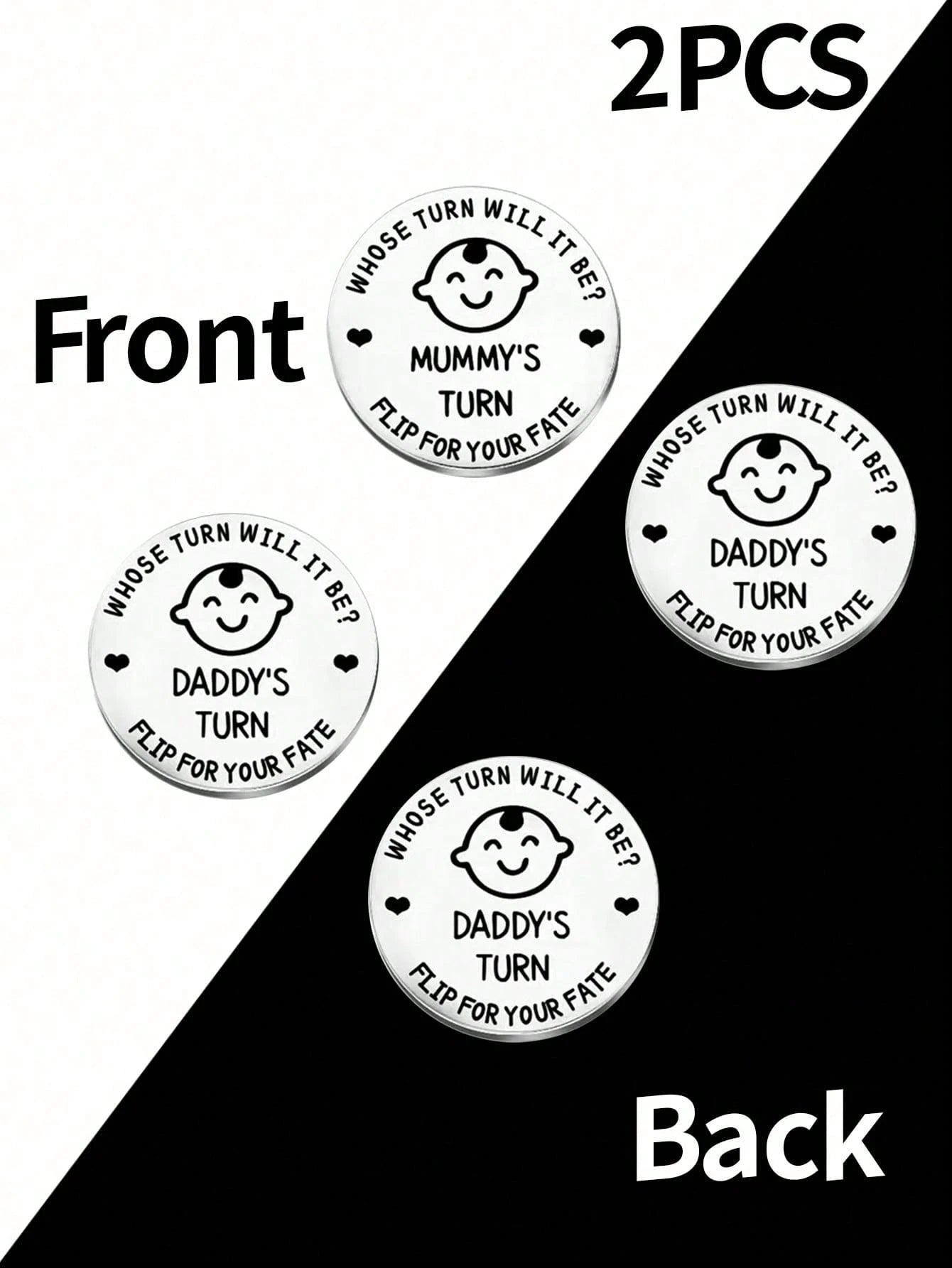 1pc/Set Stainless Steel Parent Decision Coin, Novelty Item, Double-Sided Metal Commemorative Coin, Random Design (1 Set: 1 Mom & 1 Dad Design; 2 Sets: 1 Mom & 1 Dad Design + 1 Dad & 1 Dad Design), Gif