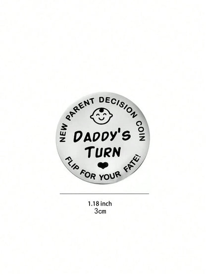 1pc/Set Stainless Steel Parent Decision Coin, Novelty Item, Double-Sided Metal Commemorative Coin, Random Design (1 Set: 1 Mom & 1 Dad Design; 2 Sets: 1 Mom & 1 Dad Design + 1 Dad & 1 Dad Design), Gif