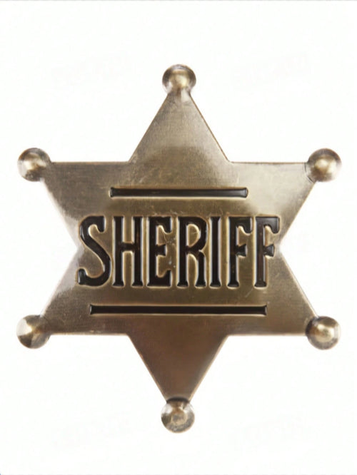 1pc/Sheriff Badge, Girls And Adults Metal Sheriff Badge, Western Police Vest Badge, Deputy Sheriff Badge, Cowboy Party Decoration Badge, Metal