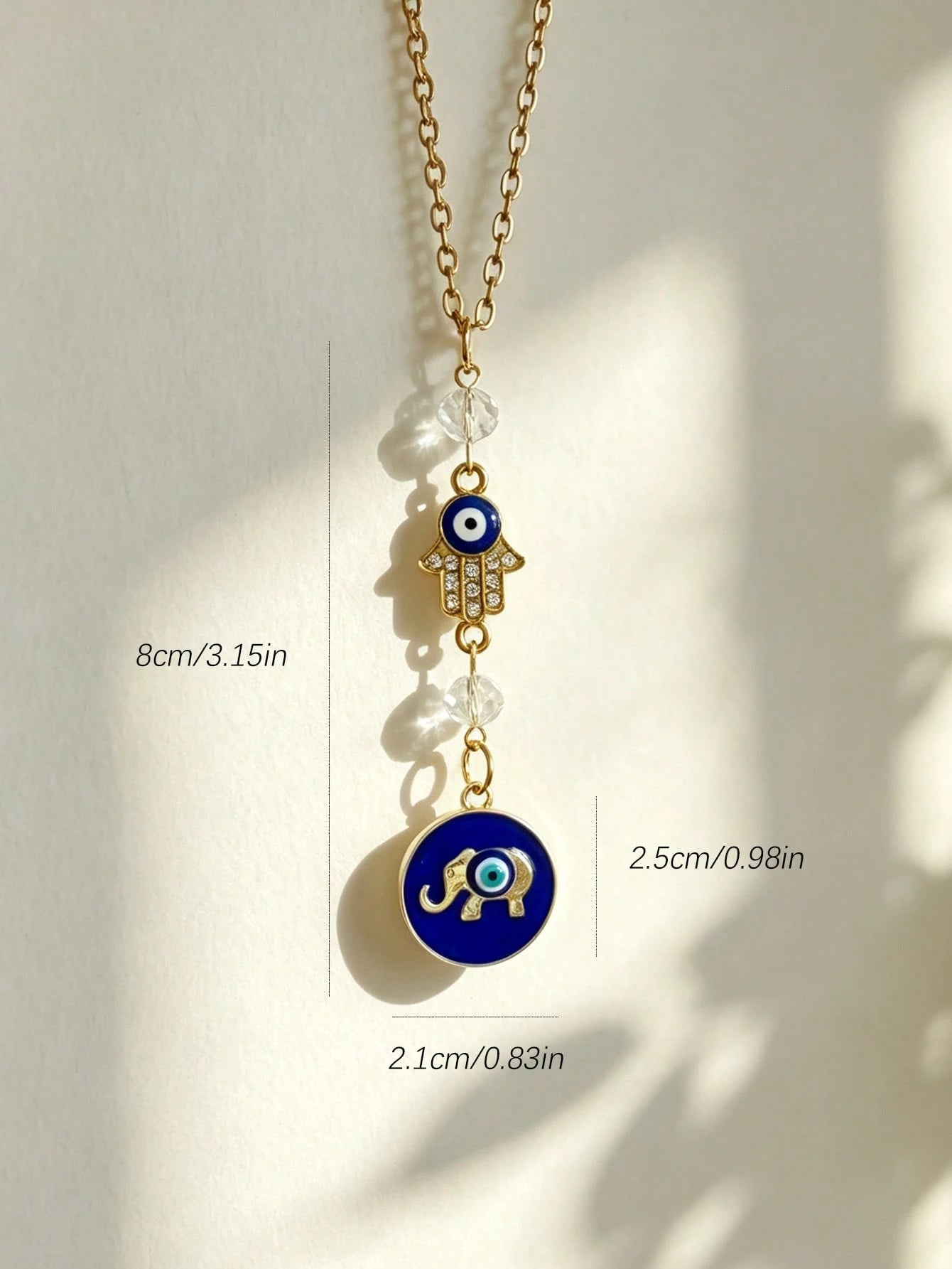 1pc Shiny Rhinestone Evil Eye Elephant Pendant Car Rearview Mirror Hanging Decor, Car Interior Accessory