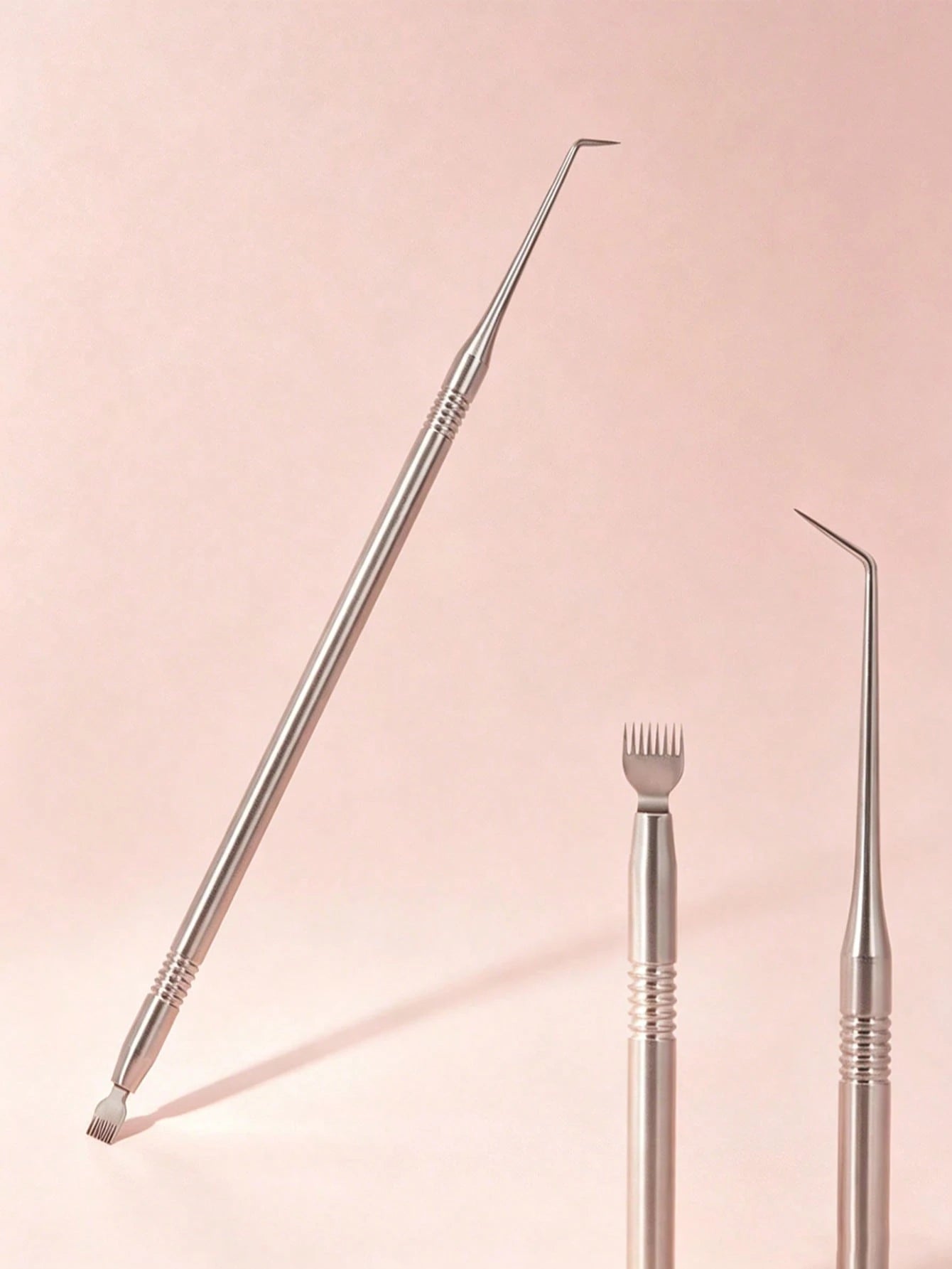 1pc Short Eyelash Picker, Silver 2-In-1 Eyelash Tool, Stainless Steel Heated Styling Comb, Professional Eyelash Separator Styling Comb, Salon & Home Beauty Tool, Back To School, Travel Essential, Eyel
