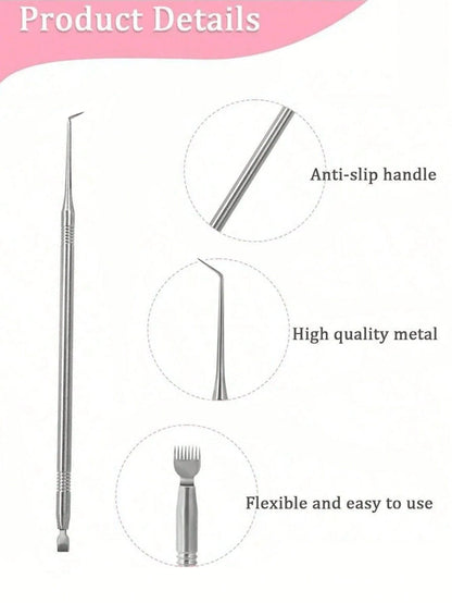 1pc Short Eyelash Picker, Silver 2-In-1 Eyelash Tool, Stainless Steel Heated Styling Comb, Professional Eyelash Separator Styling Comb, Salon & Home Beauty Tool, Back To School, Travel Essential, Eyel