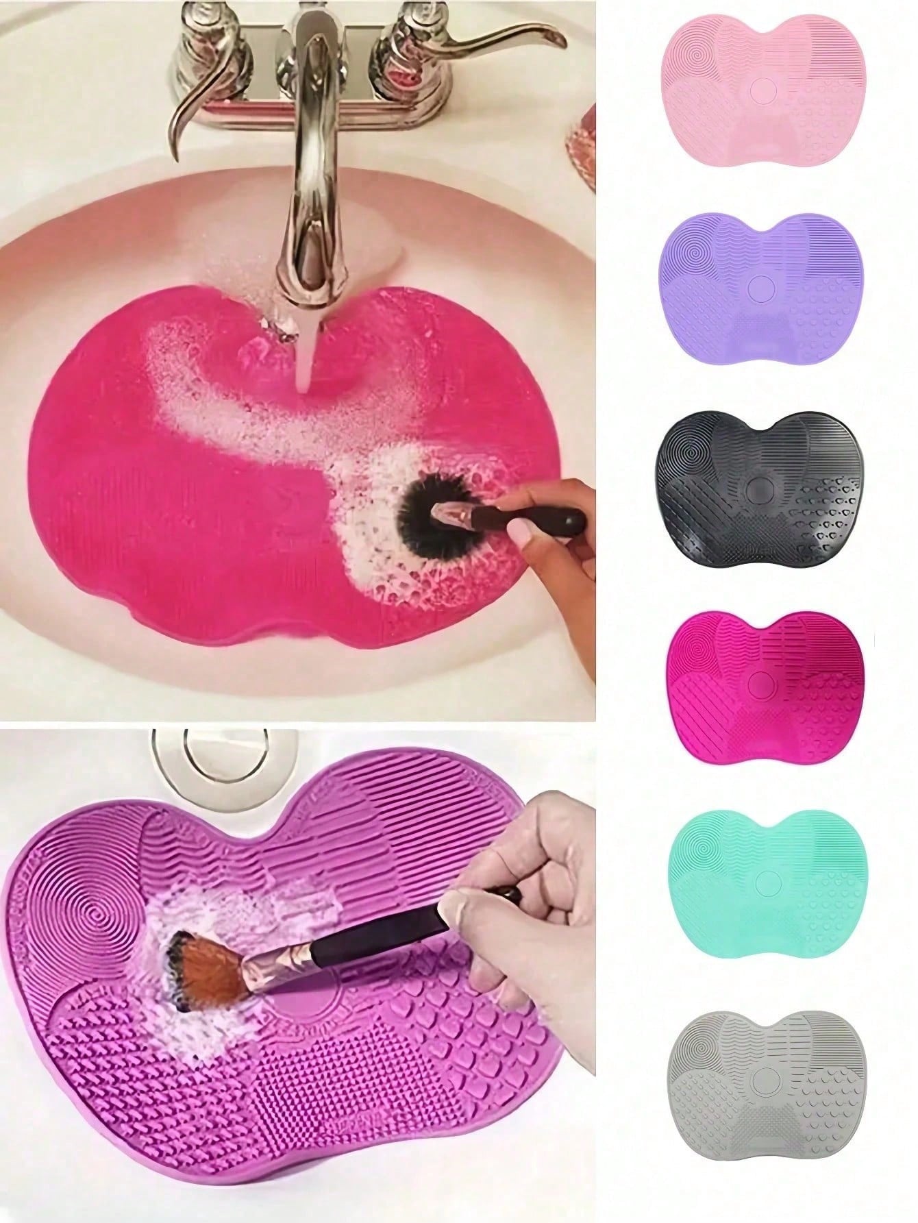 1pc Silicone Makeup Brush Cleaning Pad, Makeup Brush Cleaning Pad, Cosmetic Cleaning Pad, Portable Makeup Brush Cleaning Tool With Suction Cup