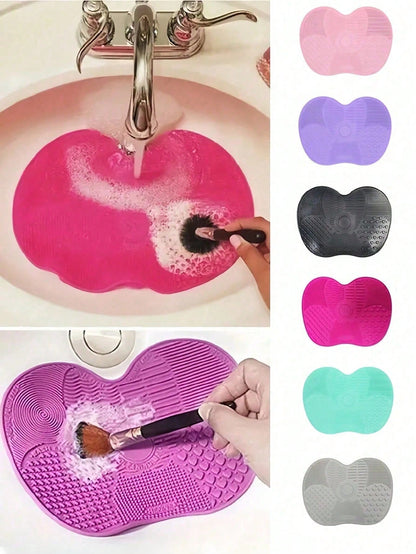 1pc Silicone Makeup Brush Cleaning Pad, Makeup Brush Cleaning Pad, Cosmetic Cleaning Pad, Portable Makeup Brush Cleaning Tool With Suction Cup