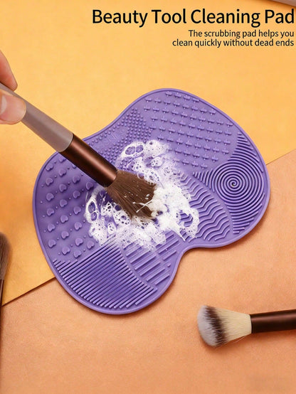 1pc Silicone Makeup Brush Cleaning Pad, Makeup Brush Cleaning Pad, Cosmetic Cleaning Pad, Portable Makeup Brush Cleaning Tool With Suction Cup