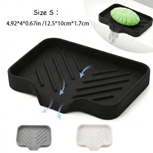 1pc Silicone Soap Dish Tray, Self-Draining Soap Holder, Suitable For Bar Soap, Silicone Soap Holder With Drainage Holes, Bar Soap Dish, Soap Holder, Soap Bottle, Cup, Sink Or Countertop Storage Rack
