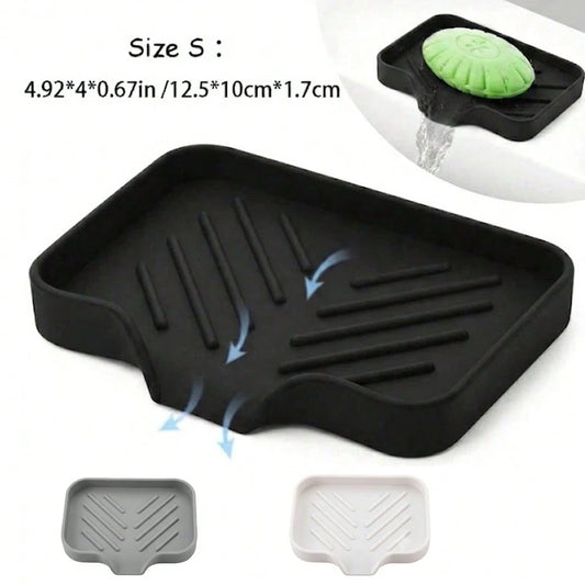 1pc Silicone Soap Dish Tray, Self-Draining Soap Holder, Suitable For Bar Soap, Silicone Soap Holder With Drainage Holes, Bar Soap Dish, Soap Holder, Soap Bottle, Cup, Sink Or Countertop Storage Rack