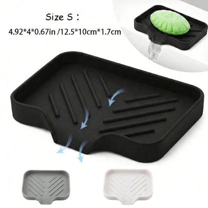 1pc Silicone Soap Dish Tray, Self-Draining Soap Holder, Suitable For Bar Soap, Silicone Soap Holder With Drainage Holes, Bar Soap Dish, Soap Holder, Soap Bottle, Cup, Sink Or Countertop Storage Rack