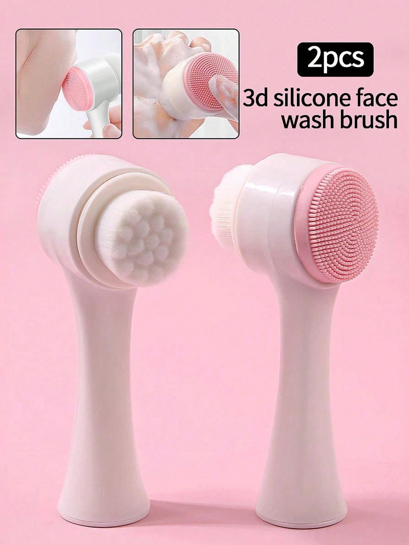 1pc Soft Bristle Silicone Facial Cleansing Brush, Facial Exfoliating Pore Deep Cleansing Brush,Double-Sided Manual Massage Deep Clean Pores Face Brush, 2-In-1 Facial Cleansing Brush