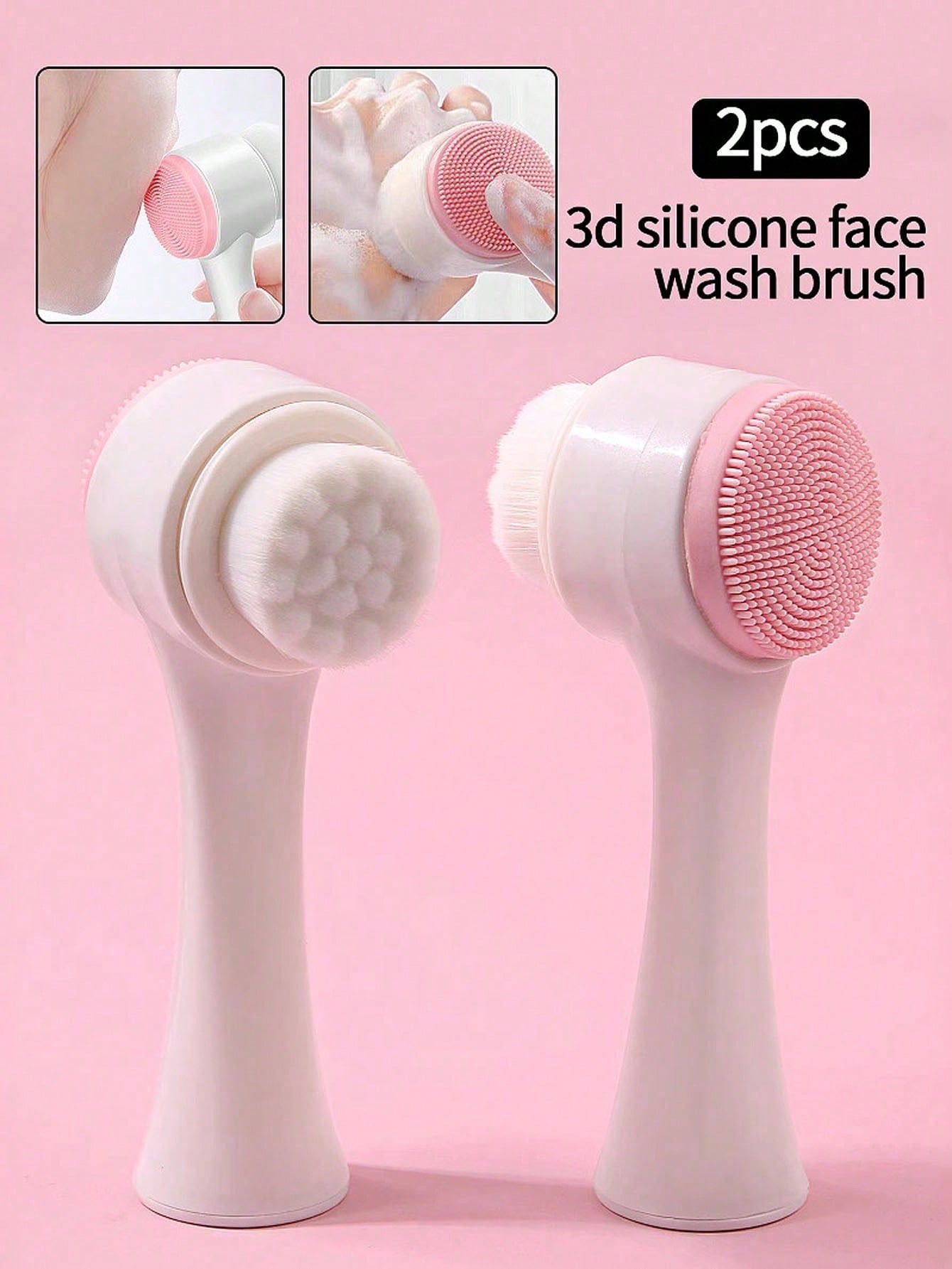 1pc Soft Bristle Silicone Facial Cleansing Brush, Facial Exfoliating Pore Deep Cleansing Brush,Double-Sided Manual Massage Deep Clean Pores Face Brush, 2-In-1 Facial Cleansing Brush