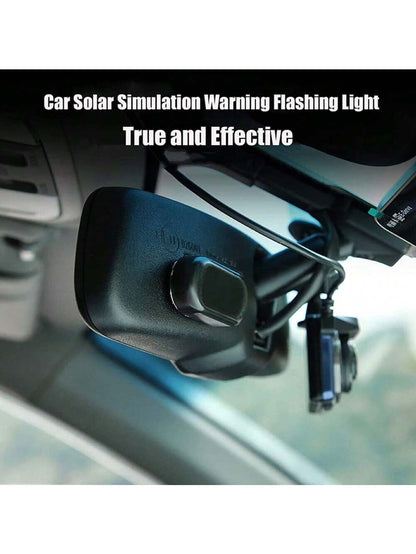 1pc- Solar Charging &USB Charging Car Simulation Alarm- Car Anti-Theft Simulation Monitor- Red, Blue Light Ficker- Make Your Car Safe From Theft 50mAh