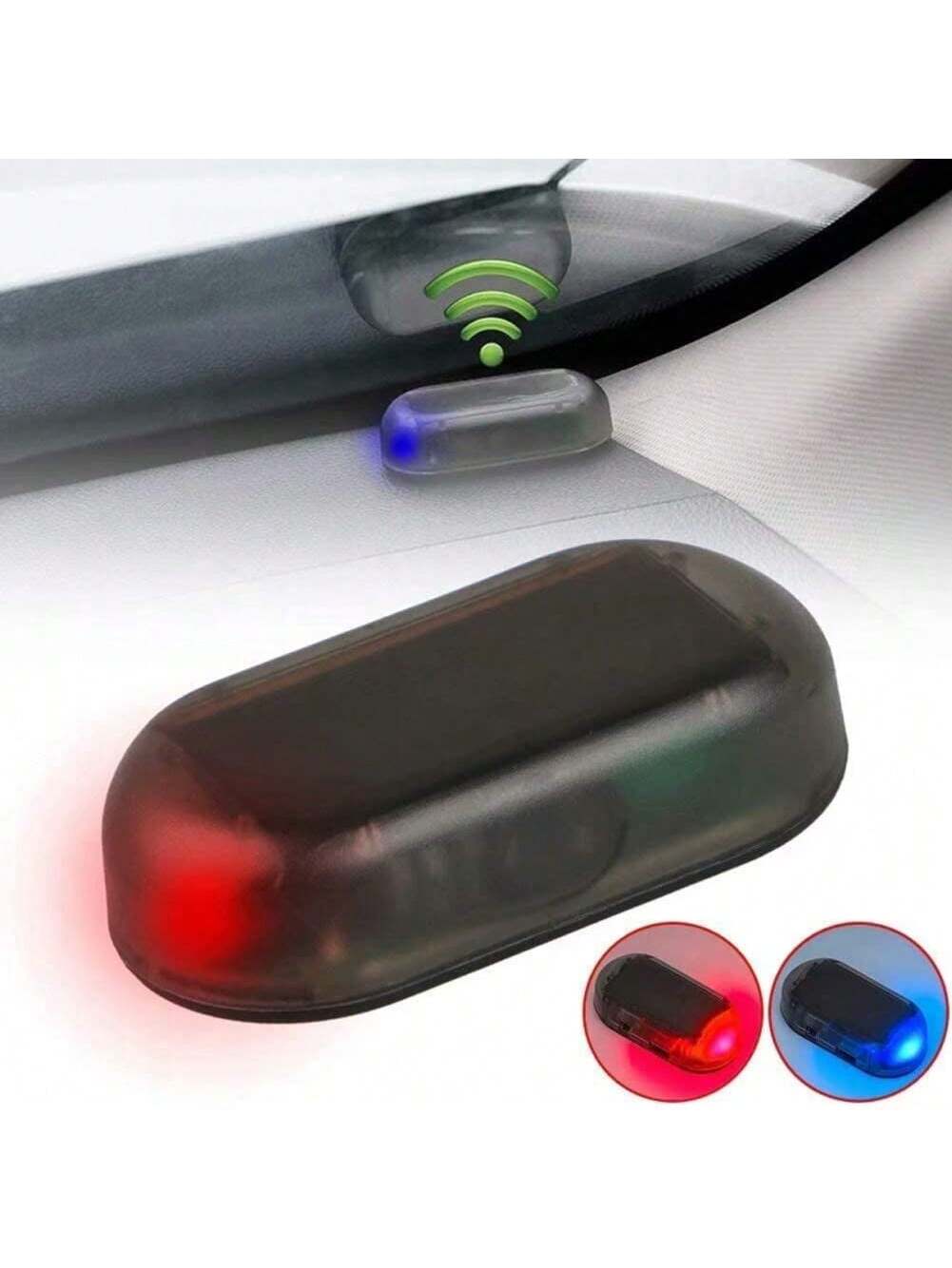 1pc- Solar Charging &USB Charging Car Simulation Alarm- Car Anti-Theft Simulation Monitor- Red, Blue Light Ficker- Make Your Car Safe From Theft 50mAh