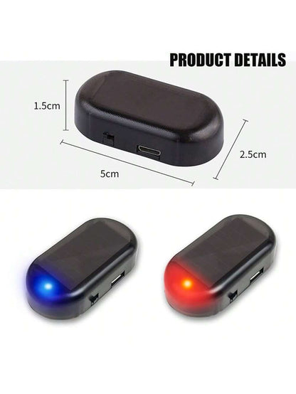 1pc- Solar Charging &USB Charging Car Simulation Alarm- Car Anti-Theft Simulation Monitor- Red, Blue Light Ficker- Make Your Car Safe From Theft 50mAh