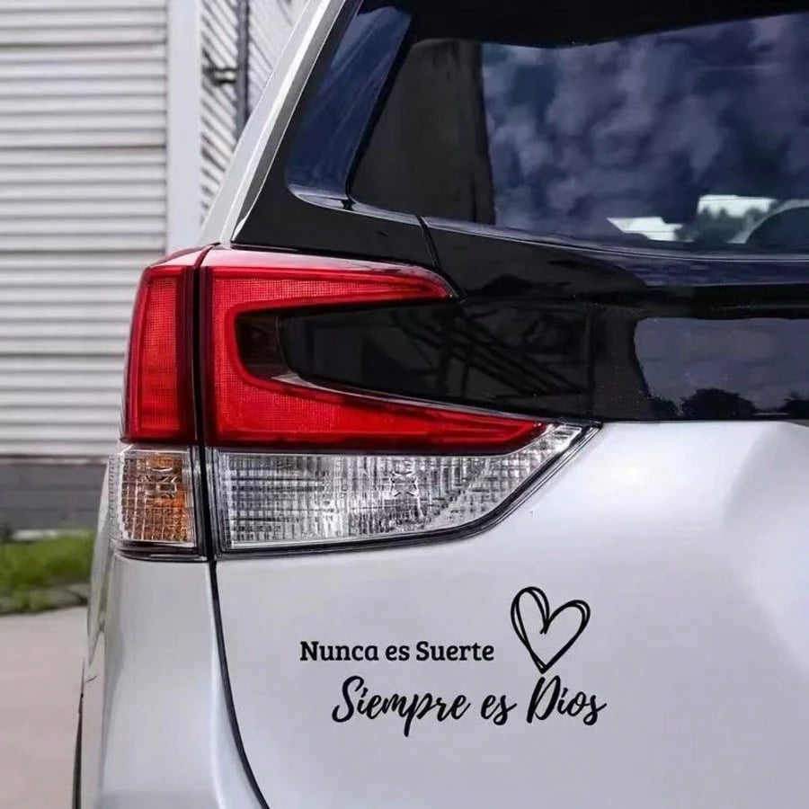 1pc Spanish Quote Car Decal With Heart Pattern. Waterproof Vinyl, Removable And Residue-Free. Stylish Religious Design, Easy To Apply, Fits Most Vehicles As A Thoughtful Gift.
