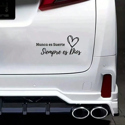 1pc Spanish Quote Car Decal With Heart Pattern. Waterproof Vinyl, Removable And Residue-Free. Stylish Religious Design, Easy To Apply, Fits Most Vehicles As A Thoughtful Gift.