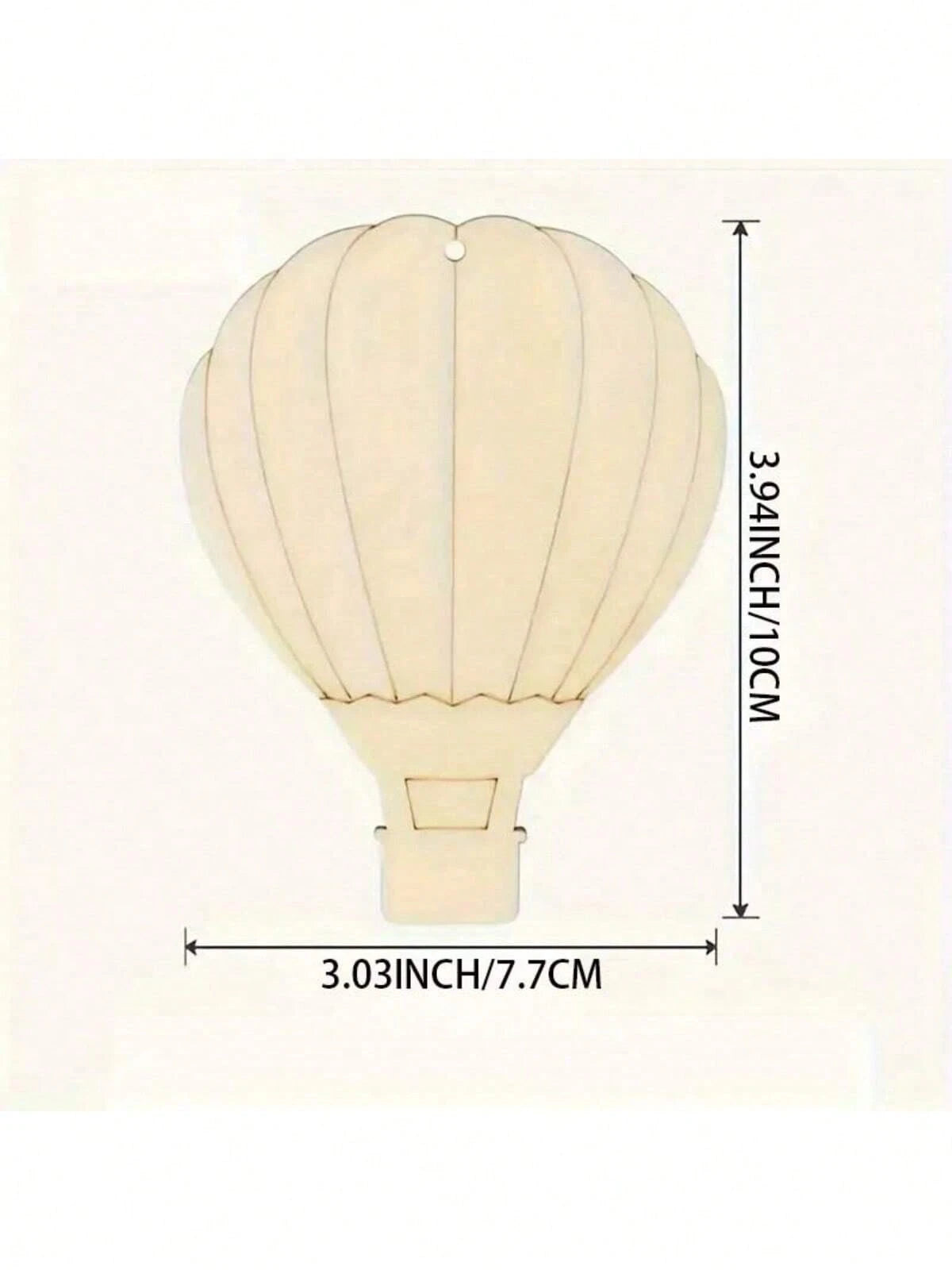 1pc Stainless Steel & Wooden Hot Air Balloon Shaped Slice DIY Painting Piece, Wooden Hot Air Balloon Wall Decor, Wooden Hot Air Balloon & Cloud Decoration, With Jute Rope, Home Christmas Tree Decorati