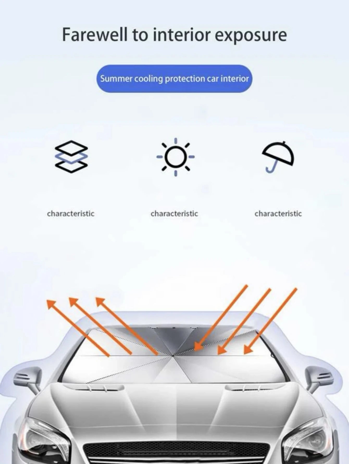 1pc Sun Protection Car Umbrella For Summer