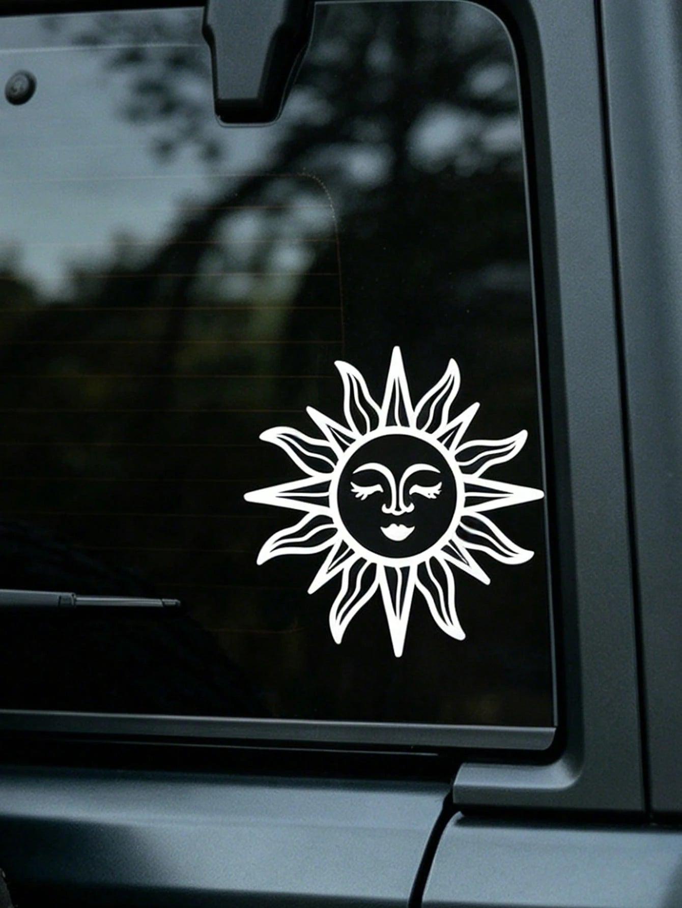 1pc Sun Shaped Car Sticker, Suitable For Rearview Mirror, Car Window And Bumper