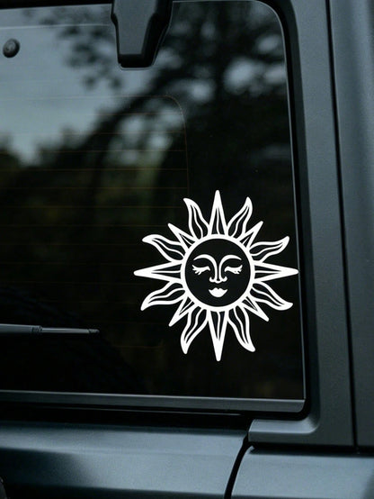 1pc Sun Shaped Car Sticker, Suitable For Rearview Mirror, Car Window And Bumper